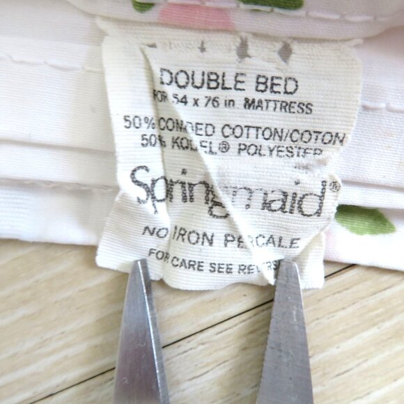 Vintage Double Flat Sheet Standard Pillowcase Set Pink Tulips Made In USA - Picture 10 of 11